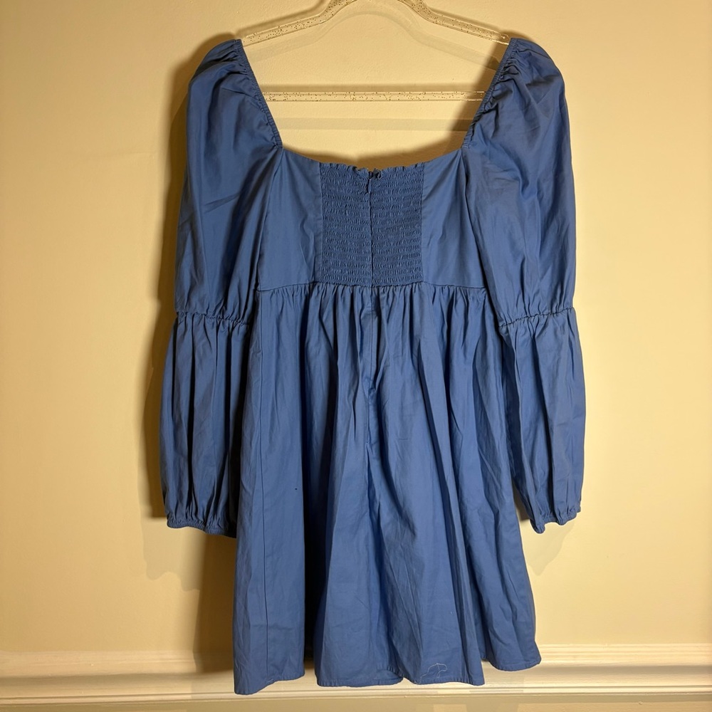Reformation Michaela Mini Dress in Azure Blue Organic Cotton Sz 4 - Picture 10 of 10